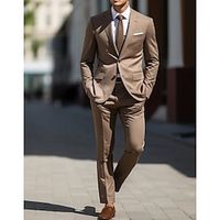 Brown Men's Wedding Suits Solid Colored 2 Piece Daily Plus Size Single Breasted Two-buttons 2023 miniinthebox - thumbnail