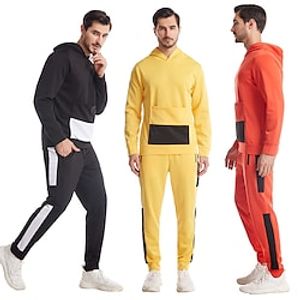 Men's 2 Piece Tracksuit Sweatsuit Athletic Athleisure 2pcs Winter Long Sleeve Thermal Warm Breathable Moisture Wicking Fitness Running Jogging Training Exercise Sportswear Color Block Normal Hoodie Lightinthebox