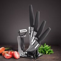 KCASA KC-KF6 5 Pieces Black Blade Ceramic Knife Set With Holder Multi-function Chef Peeler Slicer