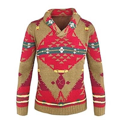 Men's Pullover Sweater Waffle Knit Cropped Knitted Solid Color Crew Neck Basic Stylish Outdoor Daily Fall Winter Wine M L XL / Cotton / Long Sleeve / Long Sleeve / Weekend miniinthebox