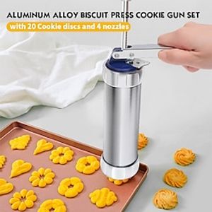 Cookie Mold Tools, Cookie Press Gun, 20pcs Stainless Steel Cookie Molds 4pcs Icing Decorative Nozzles, Flower Mounting Set for Baking, Suitable for Home DIY Biscuit Maker, Baking Tools Lightinthebox