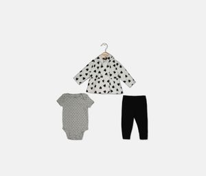 Toddler Girls 3-pc. Heart Jacket Bodysuit Set  White/Black/Grey