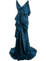 Solace London tiered draped gown - Blue