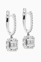 Mystery Set Framed Huggie Diamond Earrings in 14kt White Gold - thumbnail