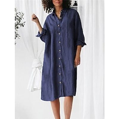 Women's Pajamas Nightgown Nightshirt Dress Pure Color Fashion Comfort Home Daily Bed Cotton And Linen Breathable Lapel Long Sleeve Button Summer Spring Wine Army Green Lightinthebox Women's Pajamas Nightgown Nightshirt Dress Pure Color Fashion Comfort Home Daily Bed Cotton And Linen Breathable Lapel Long Sleeve Button Summer Spring Wine Army Green Lightinthebox