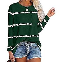 women loose tshirt long sleeve crewneck casual tops tee shirt fashion blouse with pocket (green,large) Lightinthebox - thumbnail