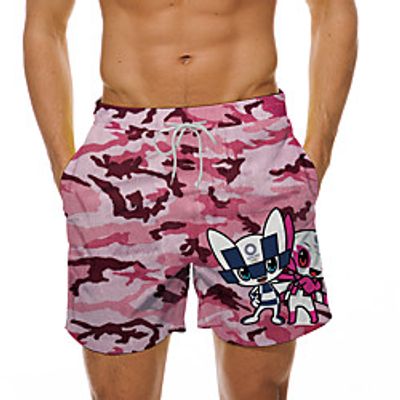 Men's Casual Designer Quick Dry Breathable Beach Swimming Pool Bermuda shorts Board Shorts Burmuda Shorts Pants Camouflage Graphic Prints Character Short 3D Print Drawstring Elastic Waist Camouflage Lightinthebox