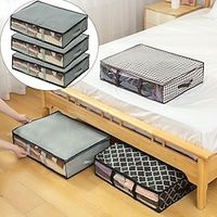 3pcs Foldable Underbed Storage Box With Transparent Windows - Ideal For Clothes Beddings Quilts Pillows - Space Saving Organizer For Wardrobe Closet Cabinet - Perfect For Home Dorms And Rentals Lightinthebox - thumbnail