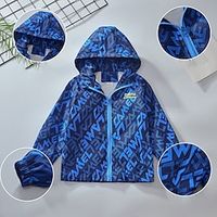 Kids Boys Outerwear Letter Long Sleeve Zipper Coat Outdoor Sports Fashion Cool Blue Green Spring Fall 7-13 Years Lightinthebox - thumbnail