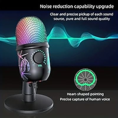 RGB Condenser Microphone with Noise Reduction - Perfect for Computer Dubbing Live Streaming and Gaming! Lightinthebox