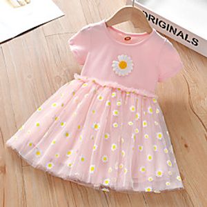 [90-130cm] sweet daisy pattern short sleeve dress for girls Lightinthebox