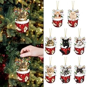 Christmas Tree Ornaments Hanging 2D Acrylic Decorations Xmas Ornament 2023 New Hanging Ornament New Year Festive Party Supplies Room Hanging Decor miniinthebox