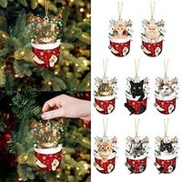 Christmas Tree Ornaments Hanging 2D Acrylic Decorations Xmas Ornament 2023 New Hanging Ornament New Year Festive Party Supplies Room Hanging Decor miniinthebox - thumbnail