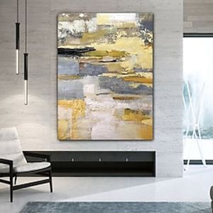 Handmade Oil Painting CanvasWall Art Decoration Abstract Knife PaintingLandscape Yellow For Home Decor Rolled Frameless Unstretched Painting miniinthebox