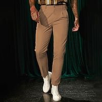 Men's Trousers Chinos Chino Pants Pocket Plain Comfort Breathable Outdoor Daily Going out Cotton Blend Fashion Casual Khaki miniinthebox - thumbnail