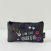 MISS LEMONADE Embroidered Pencil Case with Zip Closure