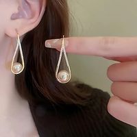 Women's Stud Earrings Drop Earrings Hoop Earrings Geometrical Drop Elegant Vintage Stylish Simple Luxury Imitation Pearl Earrings Jewelry Gold For Wedding Party Daily Holiday Engagement 1PC Lightinthebox - thumbnail