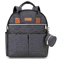 Little Story Quilted Diaper Backpack With Pacifier Bag And Stroller Hooks - Grey LS_DP&P1_GY