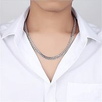 White Synthetic Diamond Pendant Necklace Chain Necklace Rolo Letter Punk Trendy Casual  Sporty Fashion Copper Silver Plated Silver 405 cm Necklace Jewelry 1pc For Anniversary Sport Street Birthday Lightinthebox - thumbnail