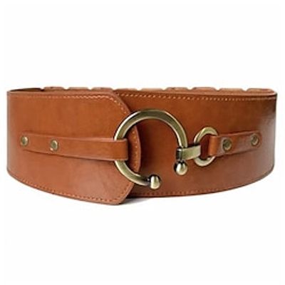 Women's Wide Belt Corset Belt PU Leather Rotated Buckle Geometric Classic Vintage Retro Wedding Party Black Red Brown Lightinthebox