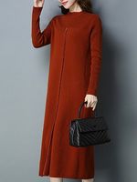 Long Sleeve Plus Size Shift Dress - thumbnail