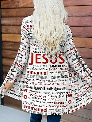 Casual Letter Print Long Sleeve Cardigan