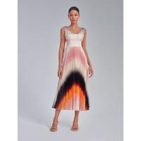 Ombre Pleated Ruffle Straps Dress - thumbnail