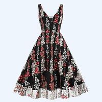 Retro Vintage 1950s Rockabilly Dress A-Line Dress Swing Dress Audrey Hepburn Women's Halloween Daily Wear Dress Lightinthebox