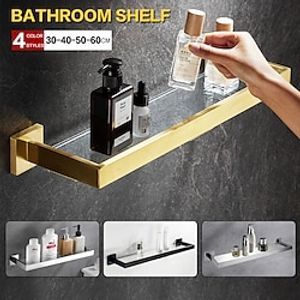 Bathroom Shelf Adorable Creative Contemporary Modern Stainless Steel Tempered Glass Metal 1PC - Bathroom Wall Mounted Lightinthebox