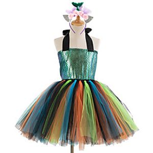 Kids Little Girls' Dress Mermaid Tutu Dress Party Birthday Blue Green Knee-length Sleeveless Princess Sweet Dresses Halloween Fall Spring Slim 3-12 Years Lightinthebox