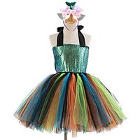 Kids Little Girls' Dress Mermaid Tutu Dress Party Birthday Blue Green Knee-length Sleeveless Princess Sweet Dresses Halloween Fall Spring Slim 3-12 Years Lightinthebox - thumbnail
