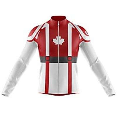 21Grams Men's Long Sleeve Cycling Jersey Spandex Red Canada Bike Top Mountain Bike MTB Road Bike Cycling Quick Dry Moisture Wicking Sports Clothing Apparel  Athleisure Lightinthebox