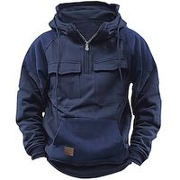 Men's Hoodie Quarter Zip Hoodie Black Army Green Navy Blue Orange Hooded Plain Patchwork Color Block Front Pocket Sports  Outdoor Daily Holiday Streetwear Cool Casual Spring   Fall Clothing Apparel miniinthebox