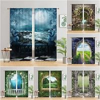 2 Panel Blackout Curtains Drapes Digital Printing Gothic Curtain Cloth Magic Gothic Style Bedroom Living Room Non-perforated Curtain Lightinthebox - thumbnail