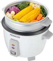 Kenwood 2-in-1 Rice Cooker 0.6L 3-Cups Rice with Food Steamer Basket, Non-Stick Cooking Pot, Temepered Glass Lid, Warm/Cook Lights, Spatula Holder, Detachable Cord RCM30.000WH White