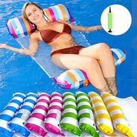 PVC Inflatable Floating Row In Swimming Pool Foldable Water Net Fabric Striped Hammock Adult Amusement Lounge Chair Floating Bed Lightinthebox