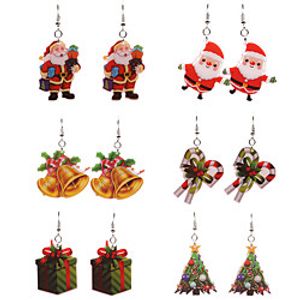 Women's Hoop Earrings Sculpture Santa Suits Christmas Tree Simple Anime Natural Earrings Jewelry Rainbow For Christmas 6 sets miniinthebox