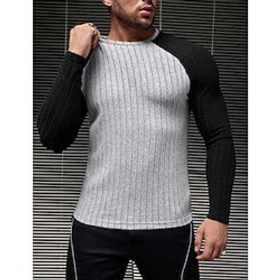 Men's T shirt Tee Tee Top Long Sleeve Shirt Color Block Pit Strip Crew Neck Street Vacation Long Sleeve Patchwork Clothing Apparel Fashion Designer Basic Lightinthebox