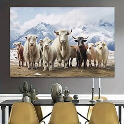 Animals Wall Art Canvas Sheep Under the Snowy Mountains Prints and Posters Pictures Decorative Fabric Painting For Living Room Pictures No Frame Lightinthebox