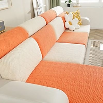 Stretch Sofa seat Cushion Cover Slipcover Elastic Couch Armchair Loveseat 4 or 3 Seater Grey Plain Solid Soft Durable Washable miniinthebox