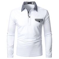 Men's Golf Shirt Striped Button-Down Long Sleeve Street Tops Sportswear Casual Fashion Comfortable White Lightinthebox - thumbnail