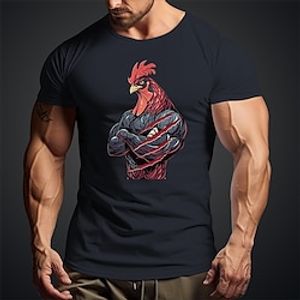 Rooster Funny Black Burgundy Army Green T shirt Tee Men's Graphic Cotton Blend Shirt Sports Classic Shirt Short Sleeve Comfortable Tee Sports Outdoor Holiday Summer Fashion Designer Clothing S M L XL Lightinthebox