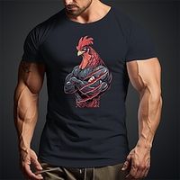 Rooster Funny Black Burgundy Army Green T shirt Tee Men's Graphic Cotton Blend Shirt Sports Classic Shirt Short Sleeve Comfortable Tee Sports Outdoor Holiday Summer Fashion Designer Clothing S M L XL Lightinthebox - thumbnail