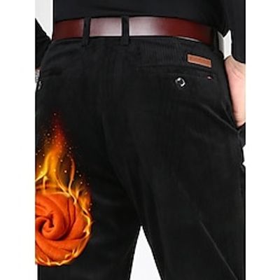 Men's Dress Pants Fleece Pants Corduroy Pants Trousers Suit Pants Pocket Straight Leg Plain Comfort Breathable Outdoor Daily Going out Fashion Casual Black Army Green miniinthebox