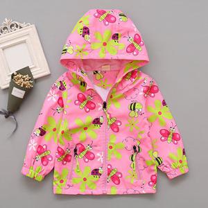 Floral Printed Girl Hooded Coat