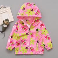 Floral Printed Girl Hooded Coat