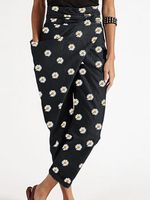 Fashion daisy print lace-up casual pants - thumbnail