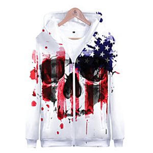 Men's Plus Size Sweatshirt Skull National Flag Round Neck Halloween Casual Hoodies Sweatshirts  Red miniinthebox