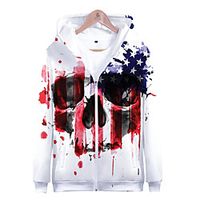 Men's Plus Size Sweatshirt Skull National Flag Round Neck Halloween Casual Hoodies Sweatshirts  Red miniinthebox - thumbnail