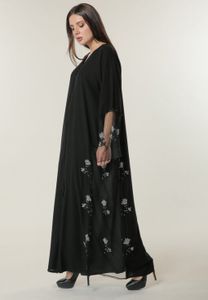 Black Abaya with Hand Embroidered Motifs (L)
